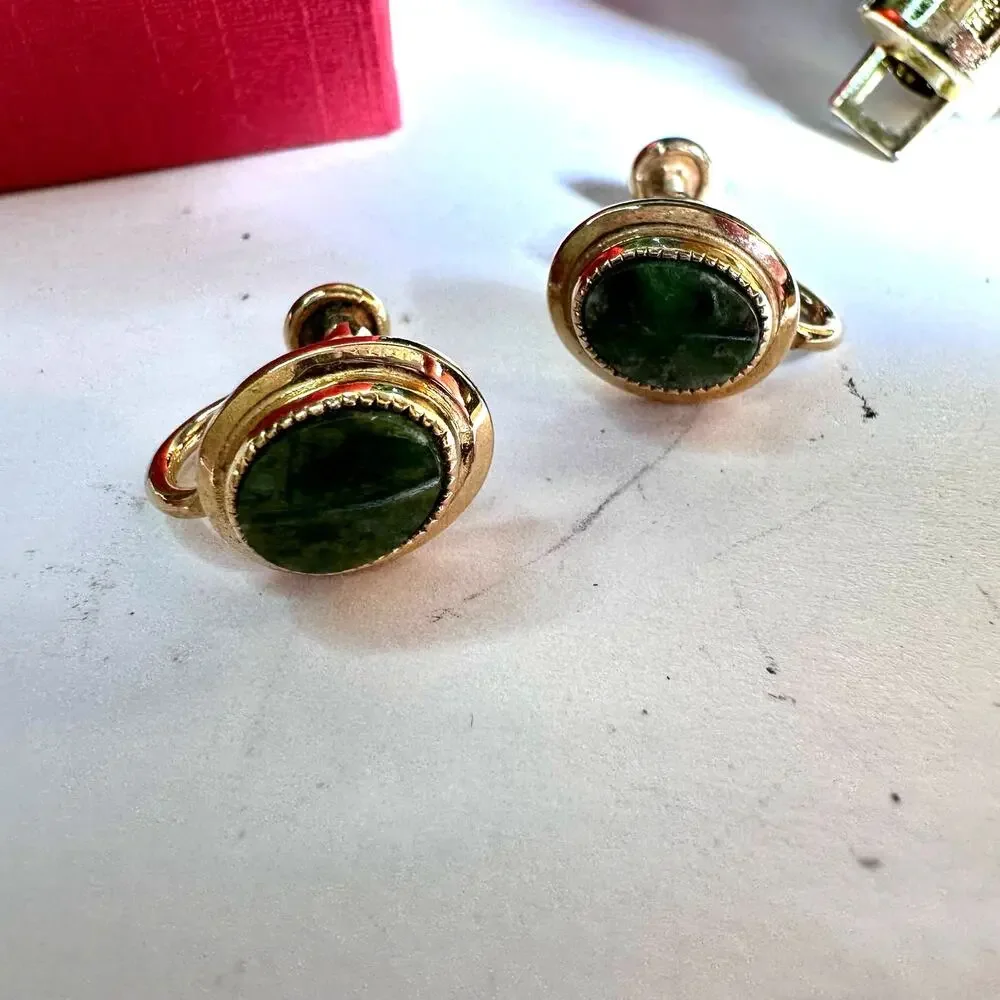 Gold Green Stud earrings